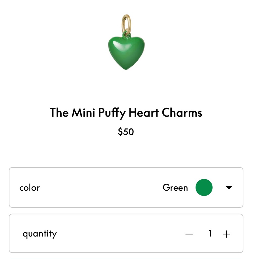 Roxanne Assoulin The Mini Puffy Heart Charm - Green - Picture 3 of 3